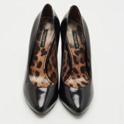مملوكة مسبقًا Dolce & Gabbana Black Leather Round toe Pumps Size 38.5