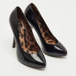 مملوكة مسبقًا Dolce & Gabbana Black Leather Round toe Pumps Size 38.5