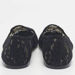 Pre Owned Dolce & Gabbana Black Lace Smoking Slippers Size 39