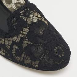 Pre Owned Dolce & Gabbana Black Lace Smoking Slippers Size 39