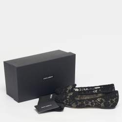 Pre Owned Dolce & Gabbana Black Lace Smoking Slippers Size 39
