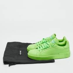 Pre Owned Dolce & Gabbana Green Leather Portofino Lace Up Sneakers Size 37