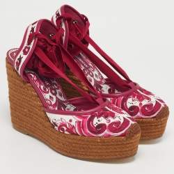 Pre Owned Dolce & Gabbana Multicolor Brocade Fabric Espadrille Wedge Sandals Size 39
