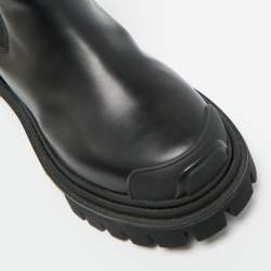 Pre Owned Dolce & Gabbana Black Leather DG Logo Combat Boots Size 37