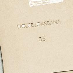 Pre Owned Dolce & Gabbana Bianca Size 36 Green Lace and Satin Flat Slide