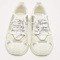 مملوكة مسبقًا Dolce & Gabbana NS1 Size 37 White/Silver Fabric and Leather Low Top Sneakers
