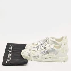 مملوكة مسبقًا Dolce & Gabbana NS1 Size 37 White/Silver Fabric and Leather Low Top Sneakers