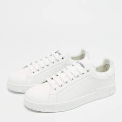 مملوكة مسبقًا Dolce & Gabbana Portofino Size 40 White Leather Low Top Sneakers
