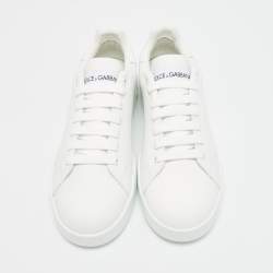 مملوكة مسبقًا Dolce & Gabbana Portofino Size 40 White Leather Low Top Sneakers