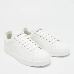 مملوكة مسبقًا Dolce & Gabbana Portofino Size 40 White Leather Low Top Sneakers
