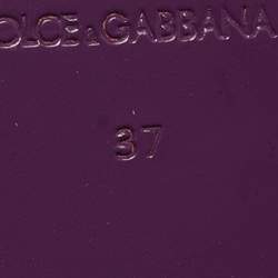 Pre Owned Dolce & Gabbana Size 37 Purple Brocade Fabric Flat Slides