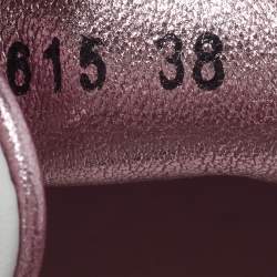 Pre Owned حذاء رياضي دولتشي أند غابانا بورتوفينو جلد أبيض/وردي معدني بعنق منخفض مقاس 38