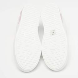 Pre Owned حذاء رياضي دولتشي أند غابانا بورتوفينو جلد أبيض/وردي معدني بعنق منخفض مقاس 38