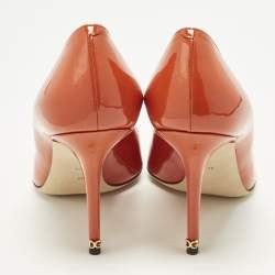 Pre Owned Dolce & Gabbana Size 38 Orange Patent Leather Pointed Toe  Pumps