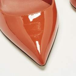 Pre Owned Dolce & Gabbana Size 38 Orange Patent Leather Pointed Toe  Pumps