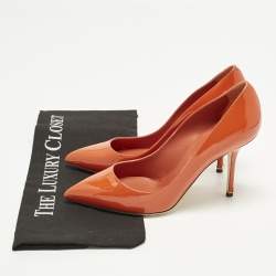 Pre Owned Dolce & Gabbana Size 38 Orange Patent Leather Pointed Toe  Pumps