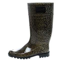 Pre Owned Dolce & Gabbana Animal Print Rubber Boots Size 41