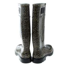 Pre Owned Dolce & Gabbana Animal Print Rubber Boots Size 41
