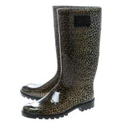 Pre Owned Dolce & Gabbana Animal Print Rubber Boots Size 41