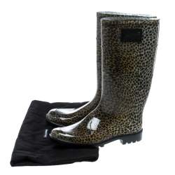 Pre Owned Dolce & Gabbana Animal Print Rubber Boots Size 41
