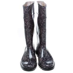 Pre Owned حذاء بوت دولتشي أند غابانا مطاط مطبوع دانتيل مقاس 41