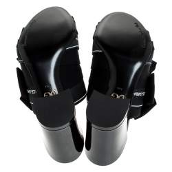 Pre Owned Dolce & Gabbana Black Satin Crystal Embellished Bow Open Toe Mules Size 36.5