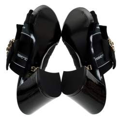 مملوكة مسبقًا Dolce & Gabbana Black Satin Crystal Embellished Bow Mules Size 36