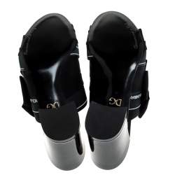 Pre Owned Dolce & Gabbana Black Satin Crystal Embellished Open Toe Mules Size 37