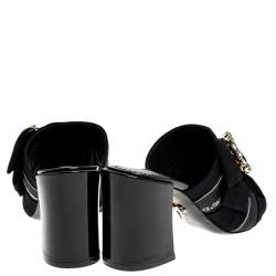 Dolce & Gabbana Black Satin Crystal Embellished Open Toe Mules Size 37