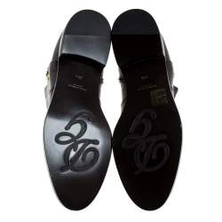 Pre Owned Dolce & Gabbana Brown Leather Logo Detail Ankle Boots Size 38.5