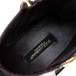 Pre Owned Dolce & Gabbana Brown Leather Logo Detail Ankle Boots Size 38.5