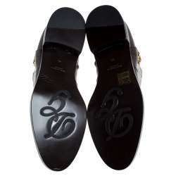 مملوكة مسبقًا حذاء بوت كاحل دولتشي أند غابانا تفاصيل شعار جلد بني مقاس 40