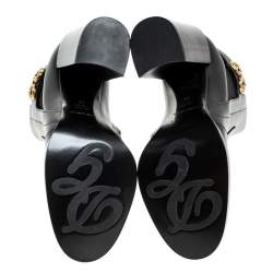 Pre Owned حذاء بوت كاحل دولتشي أند غابانا تفاصيل شعار جلد بني مقاس 38