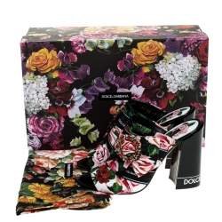 Pre Owned Dolce & Gabbana Multicolored Charmeuse Printed Fabric Bejeweled Buckle Mules Size 40