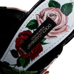 مملوكة مسبقًا Dolce & Gabbana Multicolor Floral Printed Fabric Crystal Embellished Bow Open Toe Mules Size 38