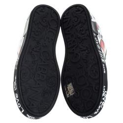 Pre Owned Dolce & Gabbana Multicolor Leather Portofino Heart Print Low Top Sneakers Size 38