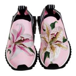 Dolce & Gabbana Pink Floral Stretch Fabric Sorrento Slip-On Sneakers Size 36.5