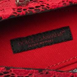 Pre Owned Dolce & Gabbana Red Lace Crystal Embellished Pointed Toe Pumps Size 39