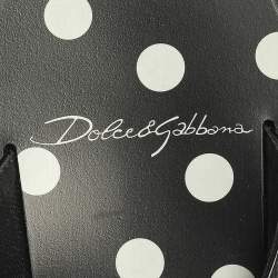 Pre Owned Dolce & Gabbana Black Polka Dots Patent Leather Jewel Embellished Beach Platform Slide Sandals Size 40