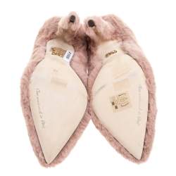 Pre Owned Dolce & Gabbana Old Rose Faux Fur Pumps Size 38