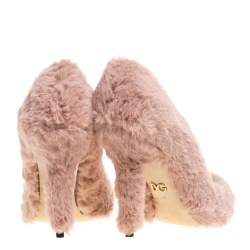 Pre Owned Dolce & Gabbana Old Rose Faux Fur Pumps Size 38