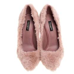 Pre Owned Dolce & Gabbana Old Rose Faux Fur Pumps Size 38