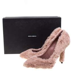 Pre Owned Dolce & Gabbana Old Rose Faux Fur Pumps Size 38