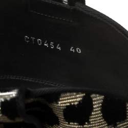 Pre Owned Dolce and Gabbana Black/Grey Shimmering Leopard Laurex Fabric Cowboy Boots Size 40