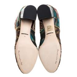 Pre Owned Dolce & Gabbana Multicolor Brocade Fabric Ankle Boots Size 38