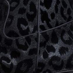 Pre Owned Dolce & Gabbana Black Animal Print Lurex and Velvet Cowboy Boots Size 37.5
