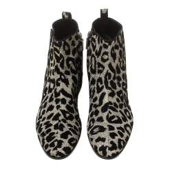 Pre Owned Dolce & Gabbana Gold/Silver Animal Print Lurex Fabric Boots Size 38