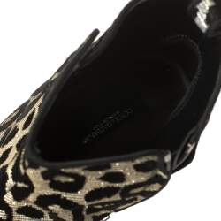 Pre Owned Dolce & Gabbana Gold/Silver Animal Print Lurex Fabric Boots Size 38