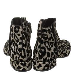 Pre Owned Dolce & Gabbana Gold/Silver Animal Print Lurex Fabric Boots Size 38