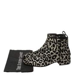 Pre Owned Dolce & Gabbana Gold/Silver Animal Print Lurex Fabric Boots Size 38